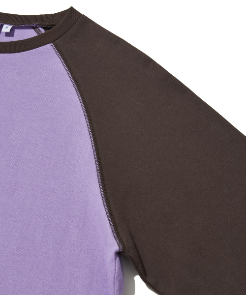 Raw Edge Raglan Long Sleeve Tee_Purple
