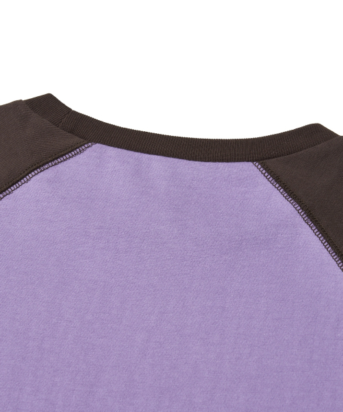 Raw Edge Raglan Long Sleeve Tee_Purple