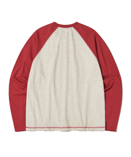 Raw Edge Raglan Long Sleeve Tee_Oatmeal
