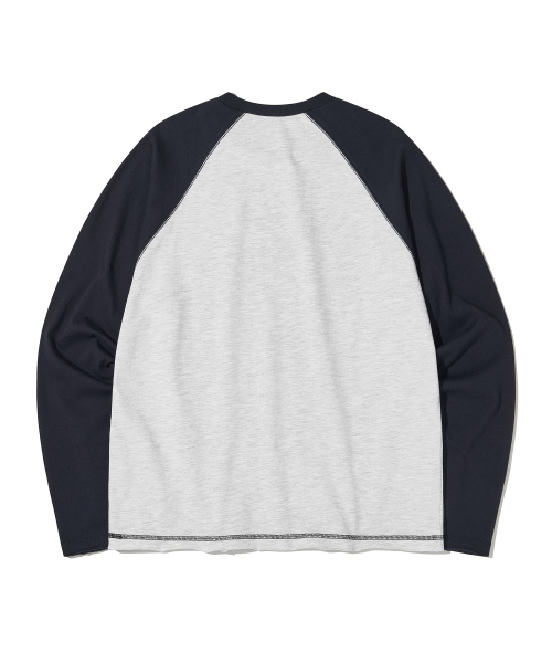 Raw Edge Raglan Long Sleeve Tee_Light Gray