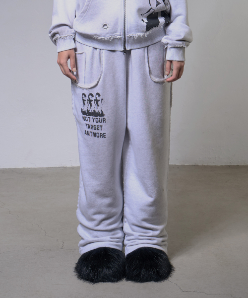 LOST TARGET SWEATPANTS (WHITE MELANGE) F26ZD461