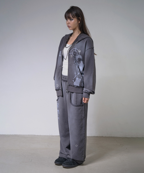 LOST TARGET HOODED ZIP-UP (CHARCOAL) F26ZA512