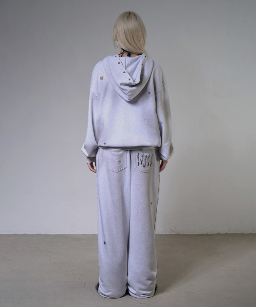 LOST TARGET HOODED ZIP-UP (WHITE MELANGE) F26ZA512