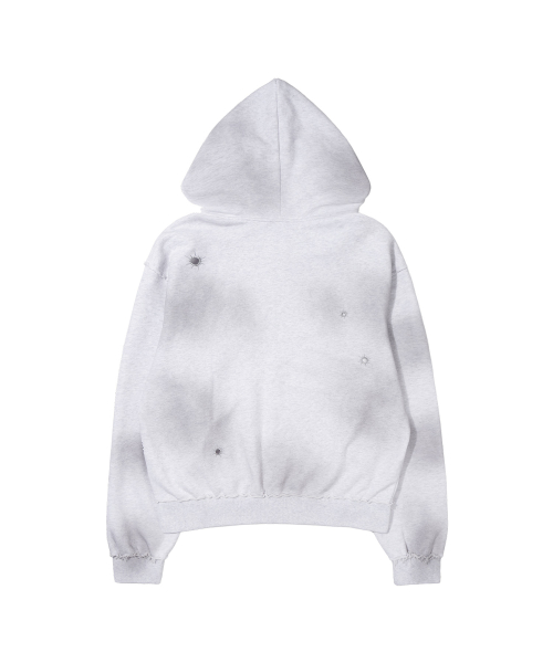 LOST TARGET HOODED ZIP-UP (WHITE MELANGE) F26ZA512