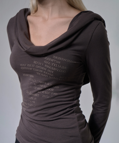 DRAPE HOODIE LONG SLEEVE (BROWN) F26ZB521