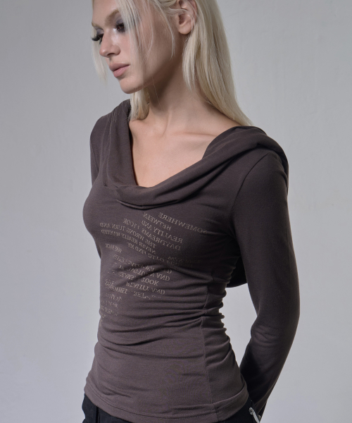 DRAPE HOODIE LONG SLEEVE (BROWN) F26ZB521