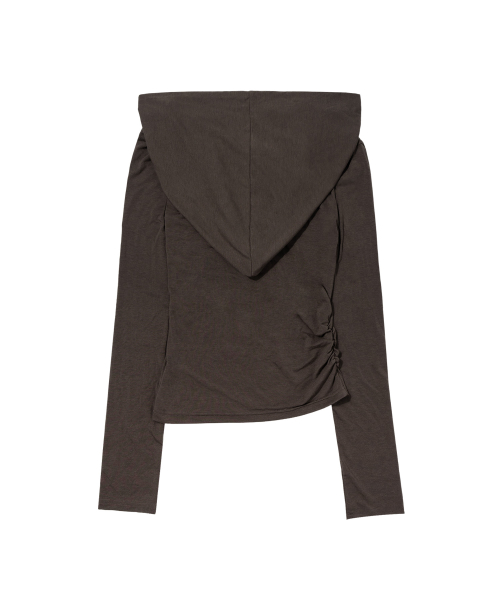 DRAPE HOODIE LONG SLEEVE (BROWN) F26ZB521