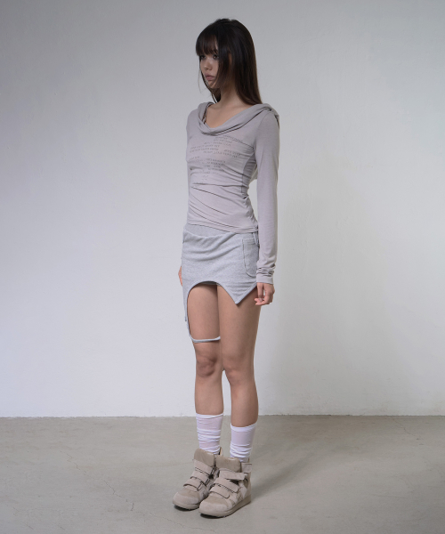 DRAPE HOODIE LONG SLEEVE (LIGHT GRAY) F26ZB521