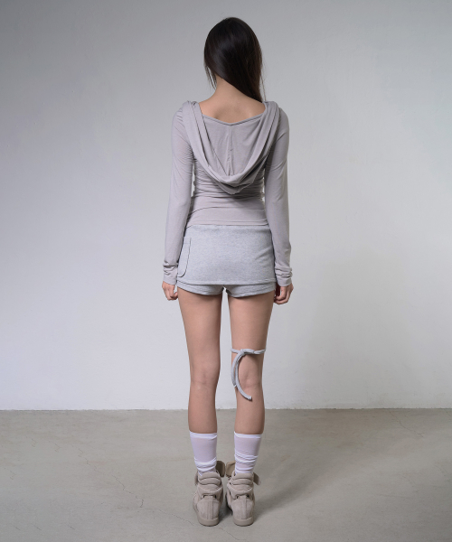 DRAPE HOODIE LONG SLEEVE (LIGHT GRAY) F26ZB521