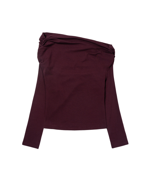 EYELET COWL ONE-SHOULDER TOP (PLUM) F26ZB520