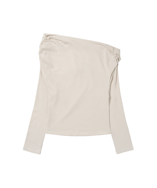 EYELET COWL ONE-SHOULDER TOP (IVORY) F26ZB520