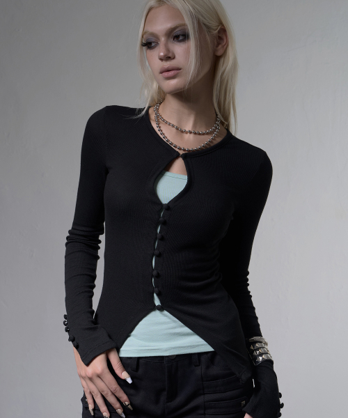 KEYHOLE HOOK CARDIGAN (BLACK) F26ZB518