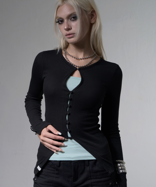 KEYHOLE HOOK CARDIGAN (BLACK) F26ZB518