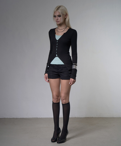 KEYHOLE HOOK CARDIGAN (BLACK) F26ZB518