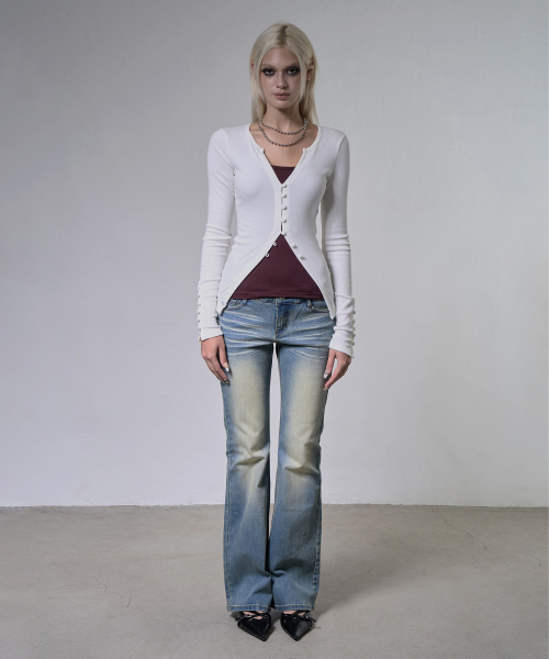 KEYHOLE HOOK CARDIGAN (WHITE) F26ZB518