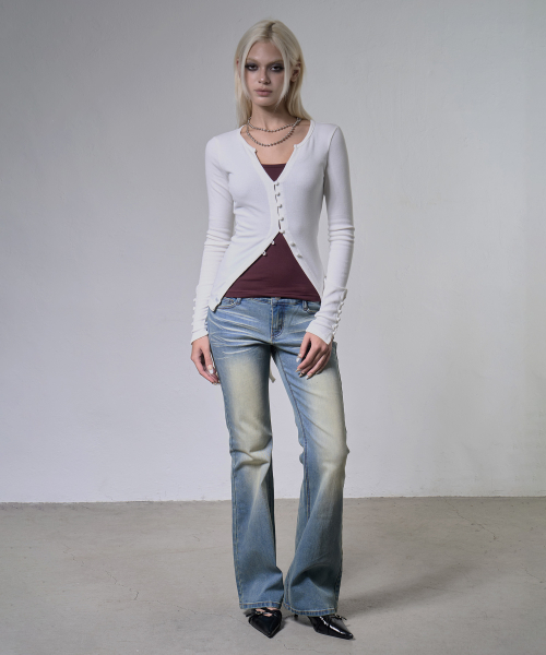 KEYHOLE HOOK CARDIGAN (WHITE) F26ZB518