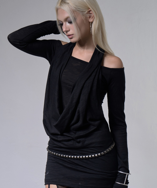 3-WAY OFF-SHOULDER COWL TOP (BLACK) F26ZB519