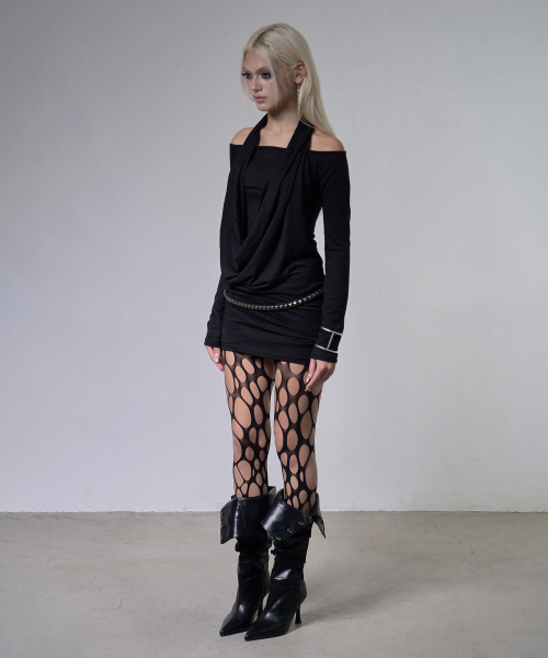 3-WAY OFF-SHOULDER COWL TOP (BLACK) F26ZB519
