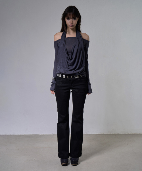 3-WAY OFF-SHOULDER COWL TOP (DARK BLUE) F26ZB519