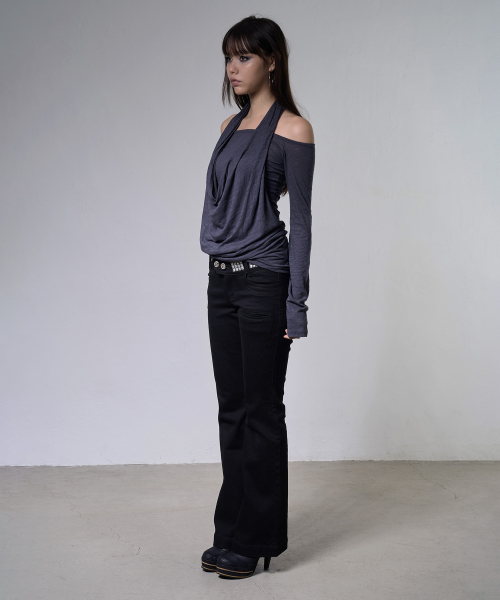 3-WAY OFF-SHOULDER COWL TOP (DARK BLUE) F26ZB519