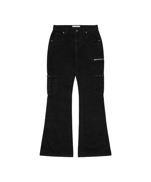 STITCH COTTON CARGO PANTS (BLACK) F26ZD466