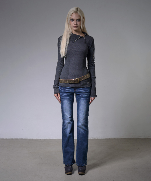 MOTO HIGH-NECK TOP (CHARCOAL) F26ZB517