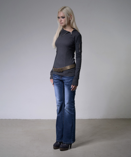 MOTO HIGH-NECK TOP (CHARCOAL) F26ZB517