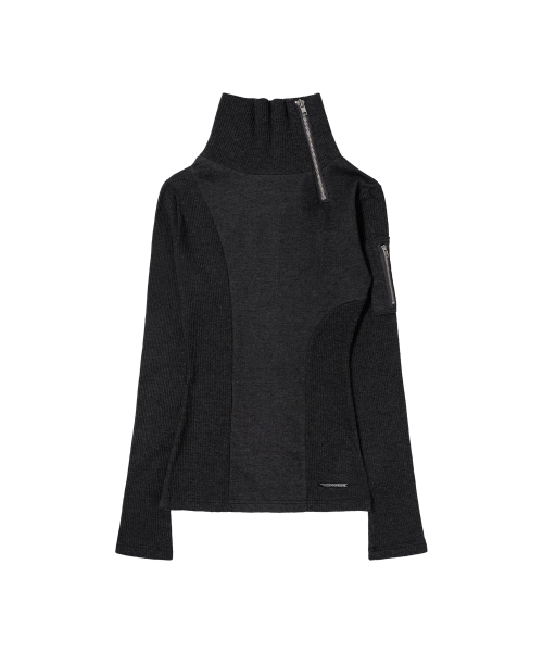 MOTO HIGH-NECK TOP (CHARCOAL) F26ZB517