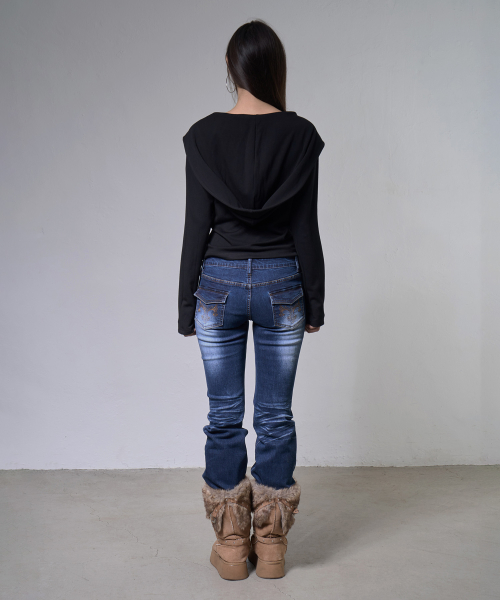 OBLIQUE HOODED CARDIGAN (BLACK) F26ZA514