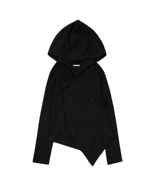 OBLIQUE HOODED CARDIGAN (BLACK) F26ZA514