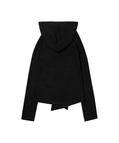 OBLIQUE HOODED CARDIGAN (BLACK) F26ZA514