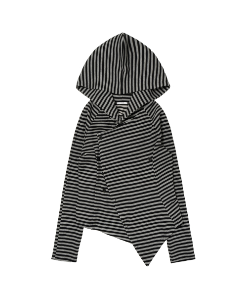 OBLIQUE HOODED CARDIGAN (STRIPE) F26ZA514