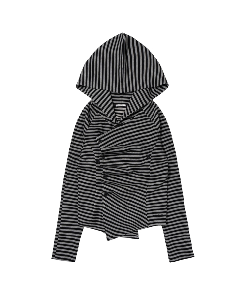 OBLIQUE HOODED CARDIGAN (STRIPE) F26ZA514