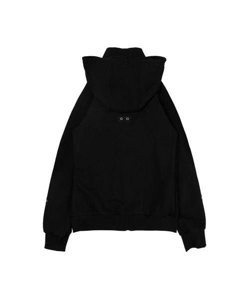 LAYER BUCKLE HOODED ZIP-UP (BLACK) F26ZA509