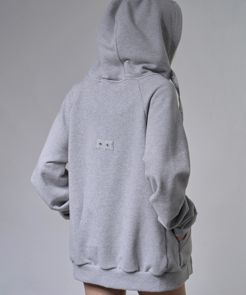 LAYER BUCKLE HOODED ZIP-UP (MELANGE GRAY) F26ZA509