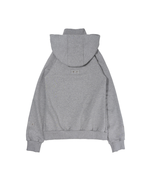 LAYER BUCKLE HOODED ZIP-UP (MELANGE GRAY) F26ZA509
