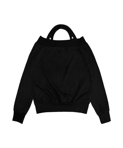 EYELET HALTER SWEAT OFF-SHOULDER (BLACK) F26ZB534