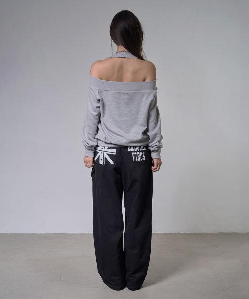EYELET HALTER SWEAT OFF-SHOULDER (MELANGE) F26ZB534