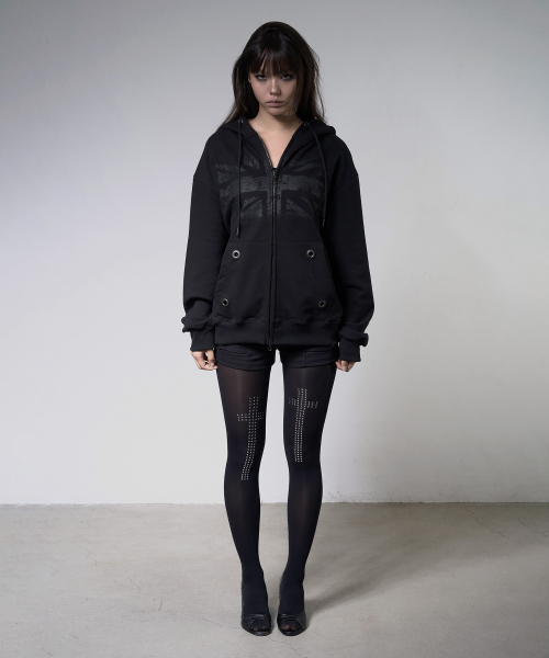 UNION JACK HOODED ZIP-UP (BLACK) F26ZA515