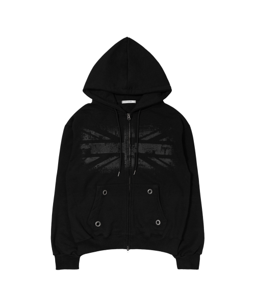 UNION JACK HOODED ZIP-UP (BLACK) F26ZA515