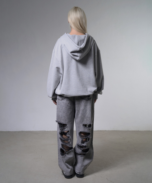 UNION JACK HOODED ZIP-UP (MELANGE GRAY) F26ZA515