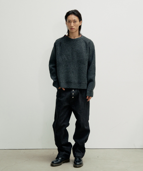 SLIT ZIPPER SNUG KNIT [CHARCOAL]