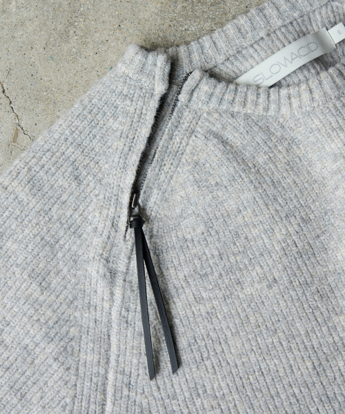 SLIT ZIPPER SNUG KNIT [MELANGE GREY]
