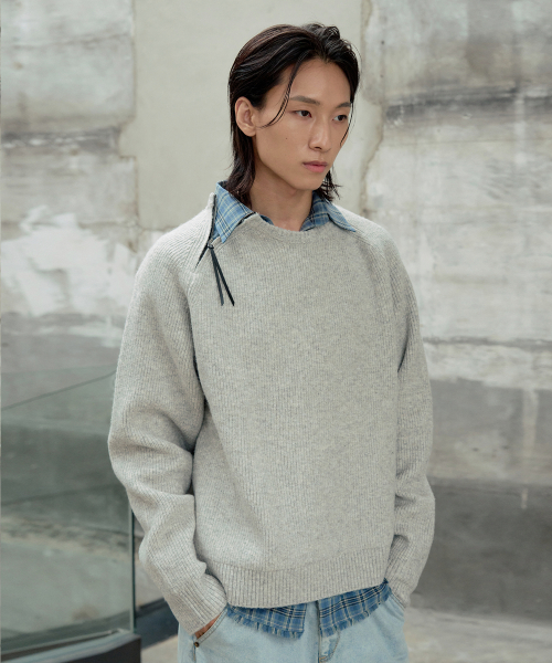 SLIT ZIPPER SNUG KNIT [MELANGE GREY]