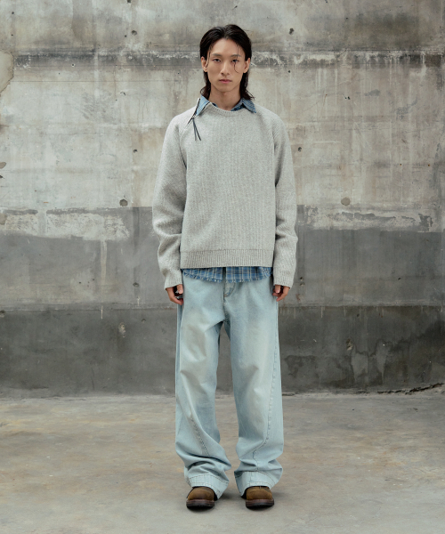 SLIT ZIPPER SNUG KNIT [MELANGE GREY]
