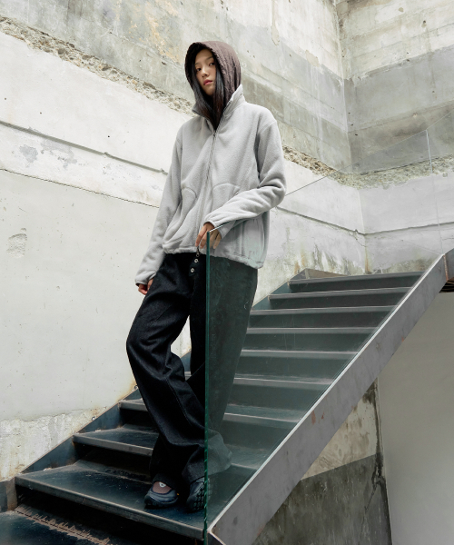 SNUG FLEECE FULL ZIP-UP [LIGHT GREY]