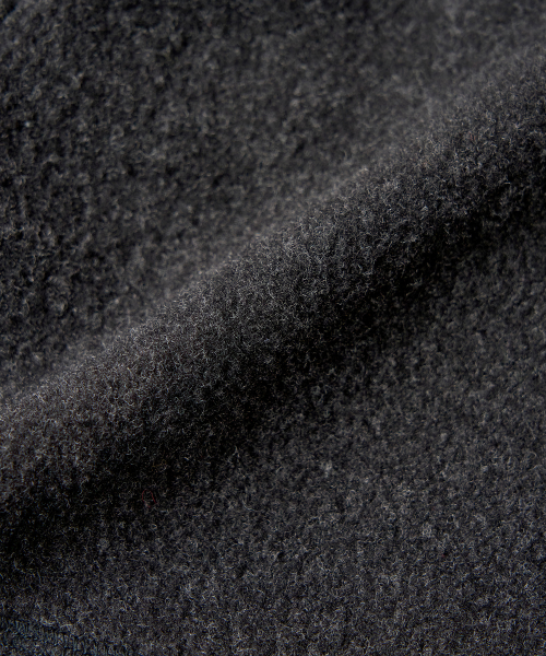 LEATHER PATCH WOOL FLEECE HALF ZIP-UP [CHARCOAL]