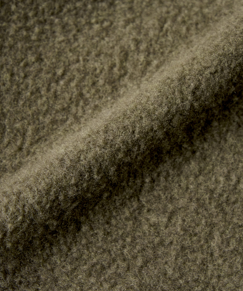LEATHER PATCH WOOL FLEECE HALF ZIP-UP [BROWN]