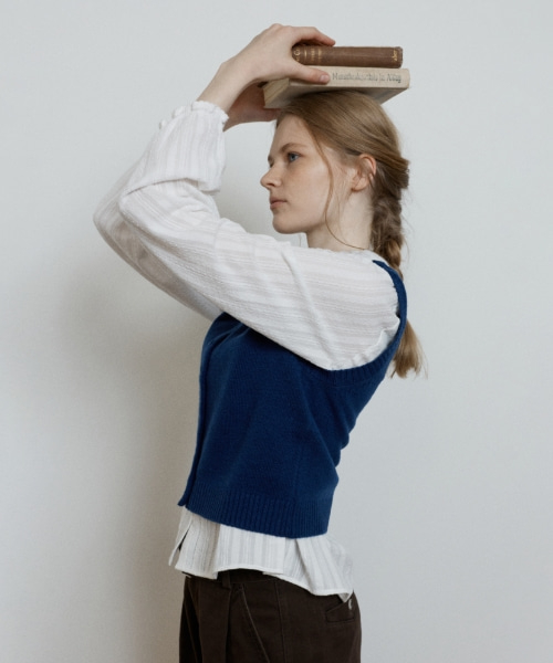 textured frill pintuck blouse - off white