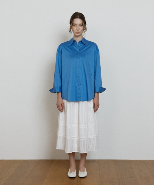 soft cotton oversized shirt - blue